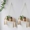 2-Pack Macramé Wooden Wall Hanging Shelves – Boho Floating Plant Shelves with Tassels, Handmade Rustic Storage & Display Rack for Pots, Planters, and Home Decor